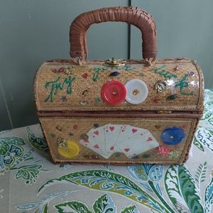 Vintage  wicker 1960's "lucky" Handbag